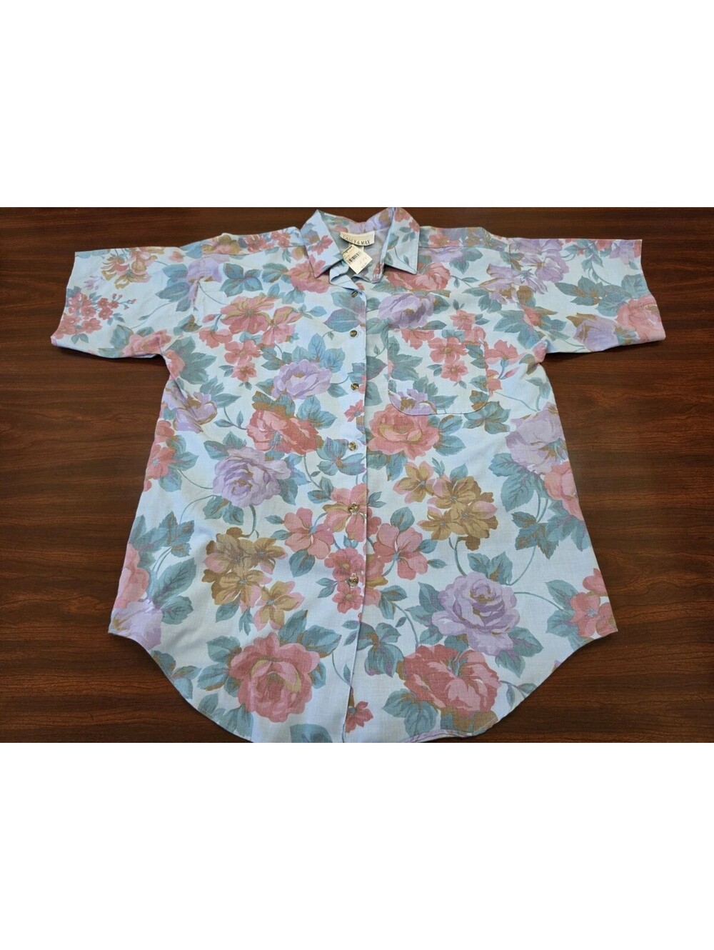 Casey & Max NWT Floral Button Front Blouse M Cottagecore Grandma Chic Vintage
